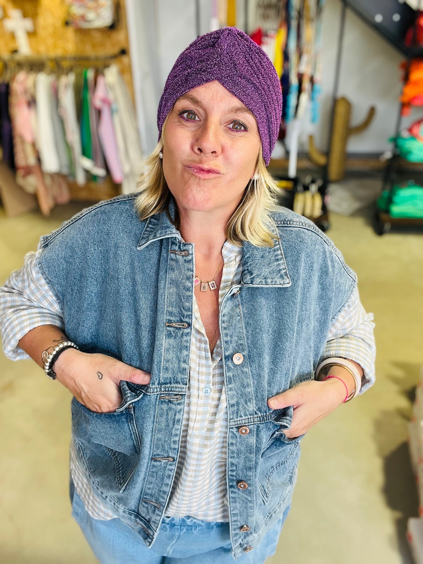 Veste en jean sans manche Cindi