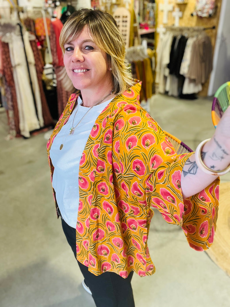 Kimono coton Maupiti court - Safran