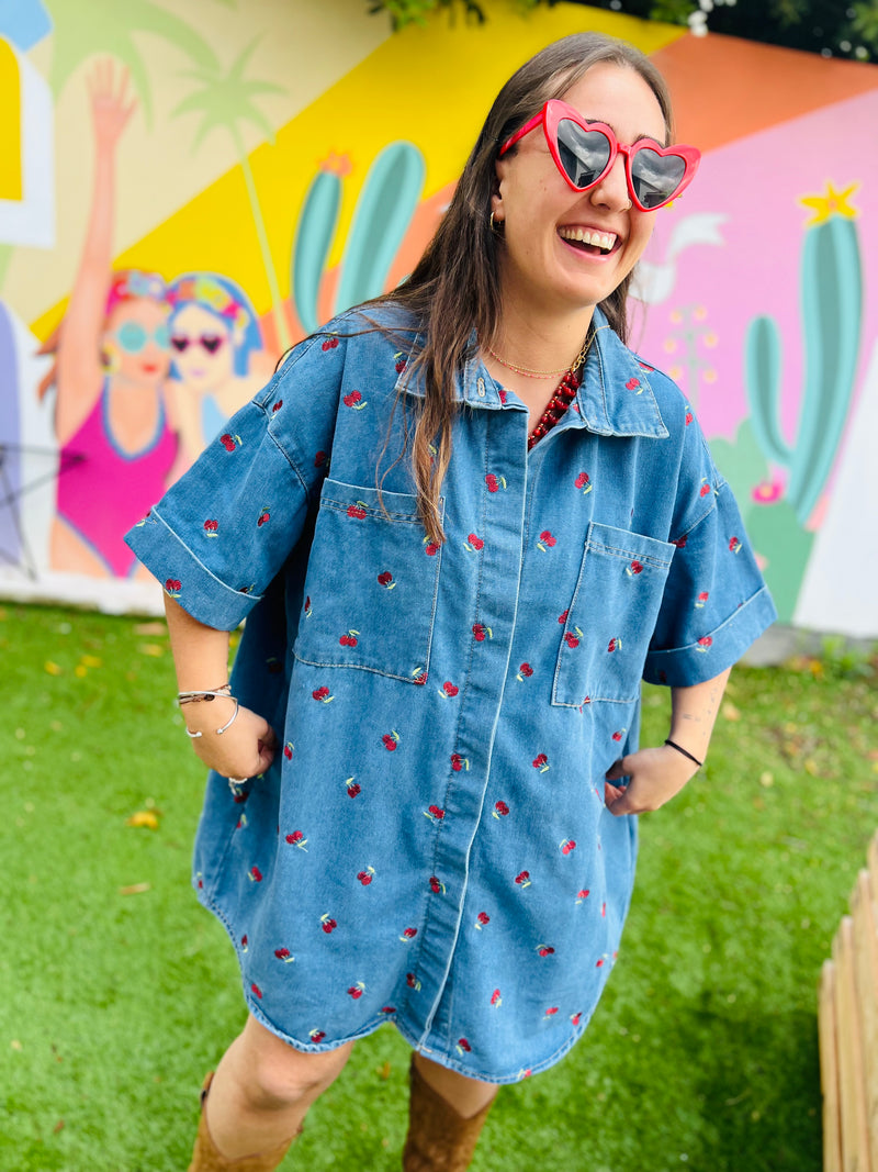 Robe courte en jean CHERRY