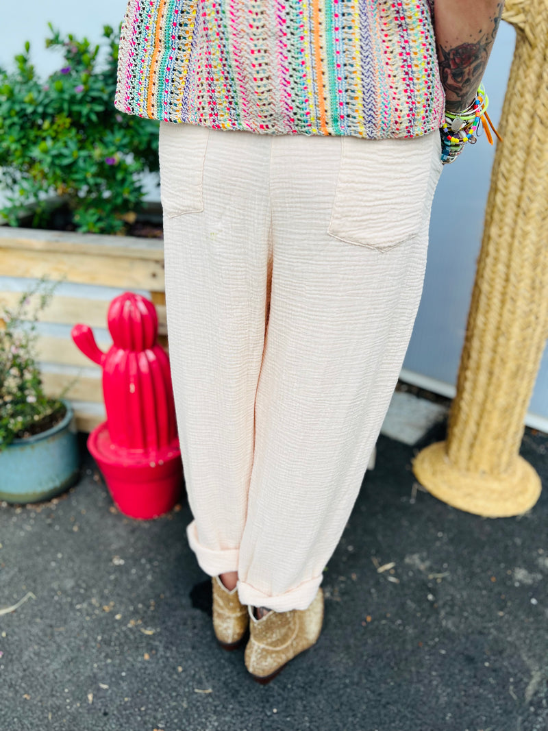 Pantalon SKAR gaze de coton by BANDITAS - rose pâle