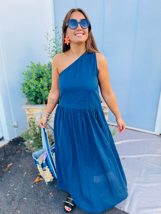 Robe one shoulder Bleuna - Marine