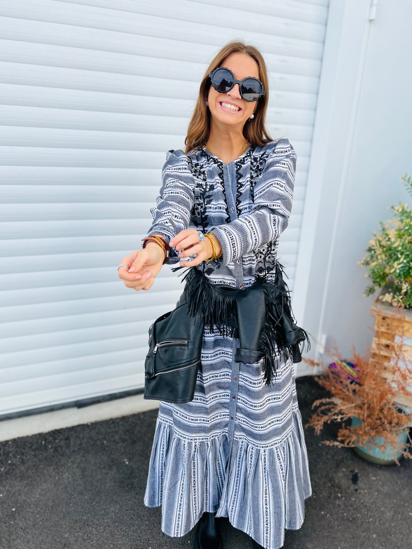 Robe longue bohème Agata - Noir