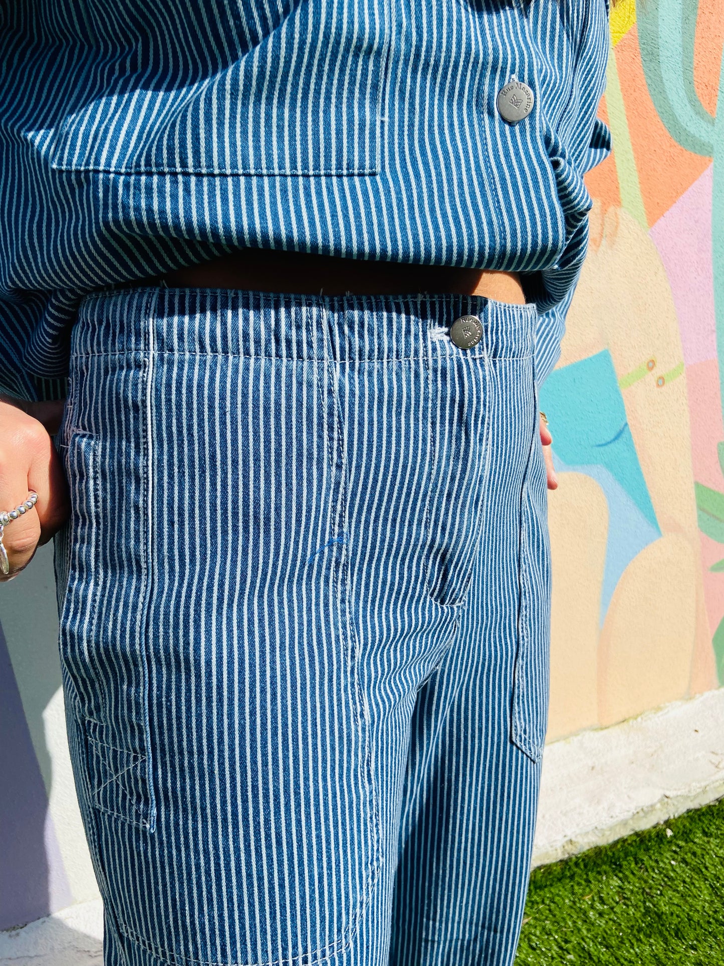 Pantalon toile rayée Ornella