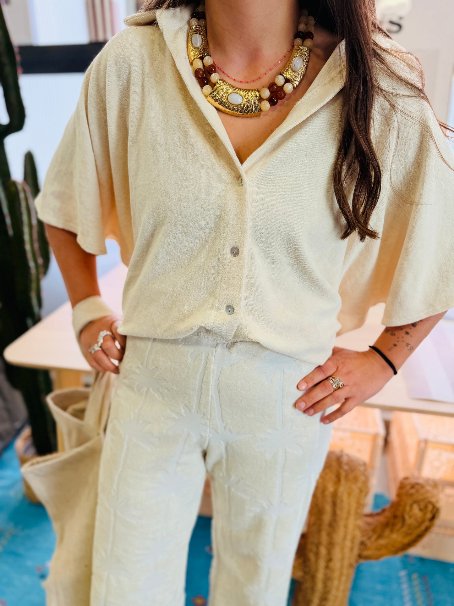 Pantalon éponge Sonara - écru