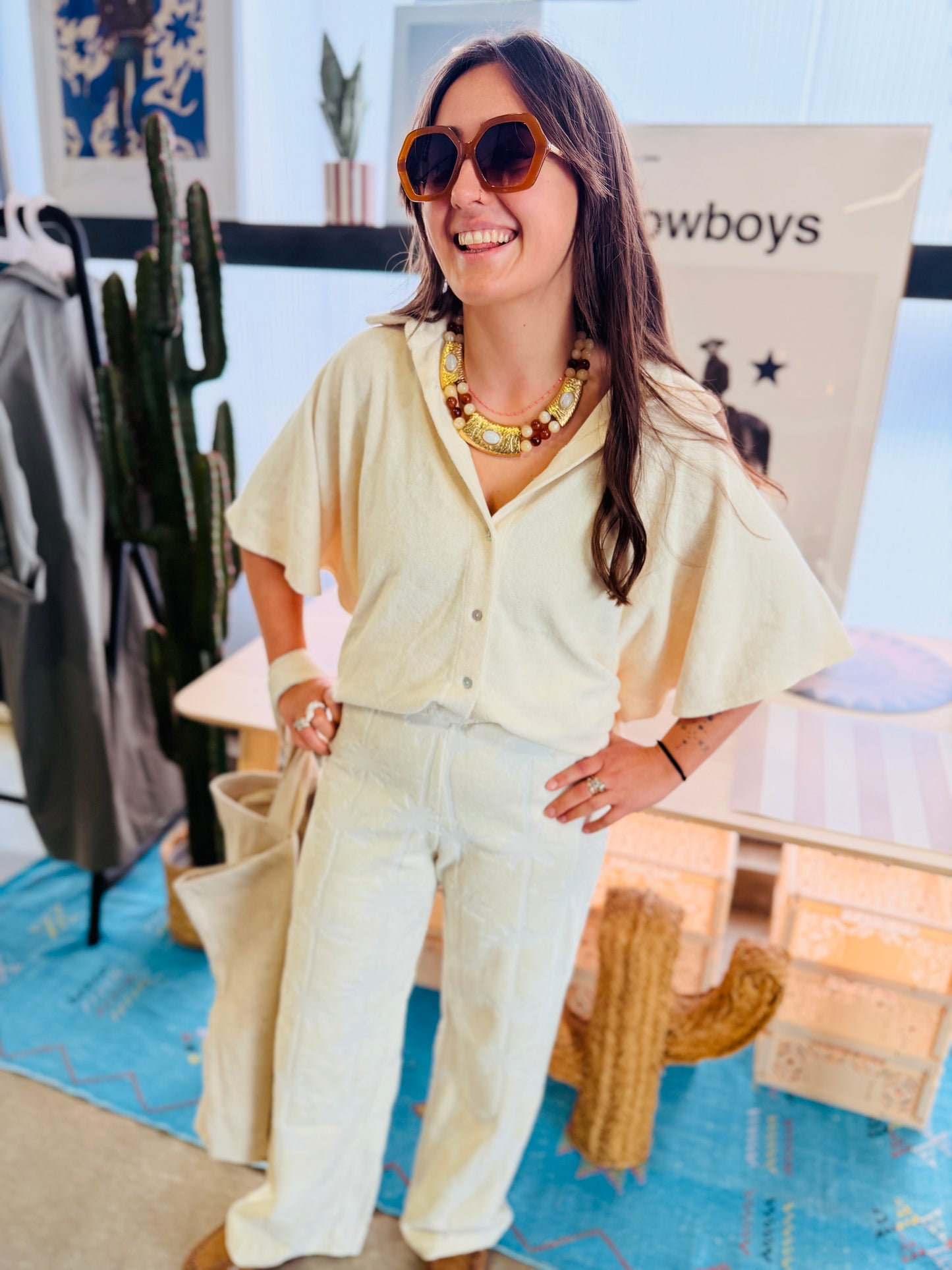 Pantalon éponge Sonara - écru